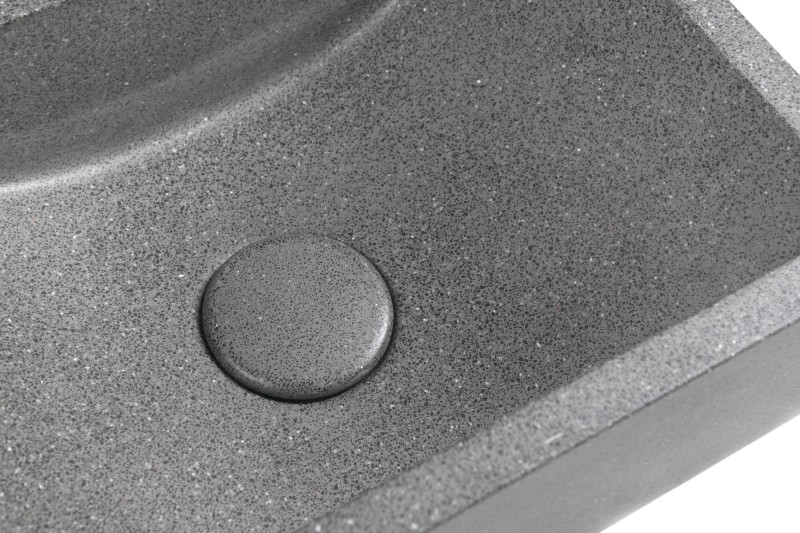 CREST L betonové umývátko, nástěnné, včetně výpusti, 40x22cm, černý granit AR403