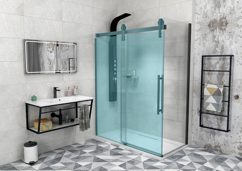 VOLCANO BLACK boční stěna 800 mm, čiré sklo GV3480