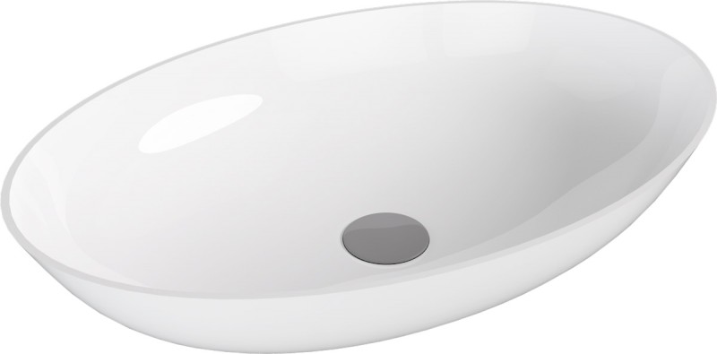 BANERA OVAL umyvadlo na desku, litý mramor, 60x40cm, bílá 14397