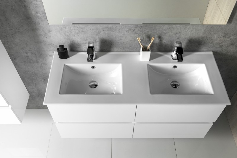 SLIM keramické dvojumyvadlo, nábytkové, 120x46,5cm, bílá 1601-120