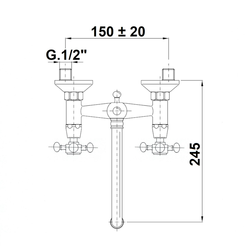 ANTEA nástěnná baterie, horní ramínko, chrom 3361