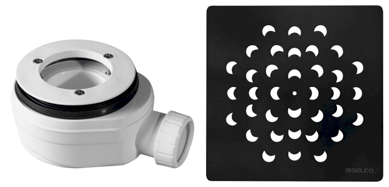 Vaničkový sifon, průměr otvoru 90 mm, DN40, krytka černá KSM104B-SN90