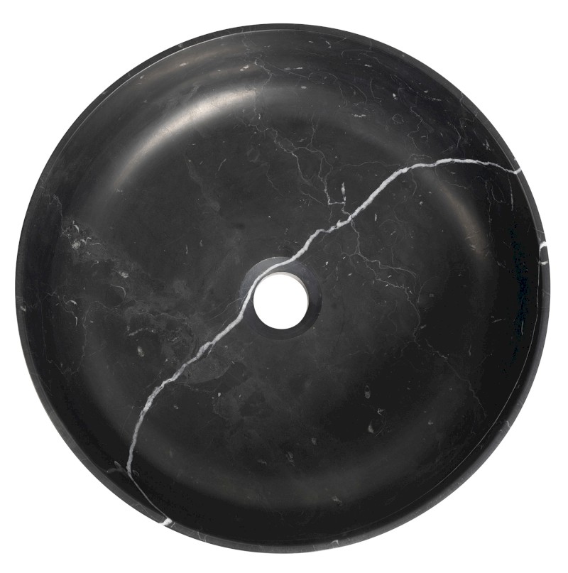 BLOK kamenné umyvadlo na desku, Ø 40cm, matný černý Marquin 2401-52