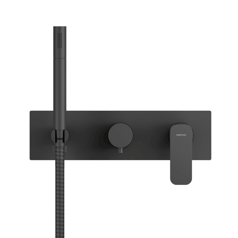 SPY podomítková sprchová/vanová baterie s ruční sprchou, 2 výstupy, černá mat PY52/15