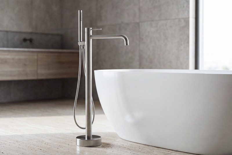 MINIMAL vanová baterie s připojením do podlahy, nerez mat MI521