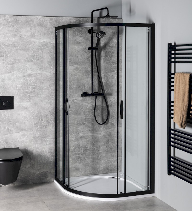 SIGMA SIMPLY BLACK čtvrtkruhová sprchová zástěna 1000x1000 mm, R550, čiré sklo GS5510B