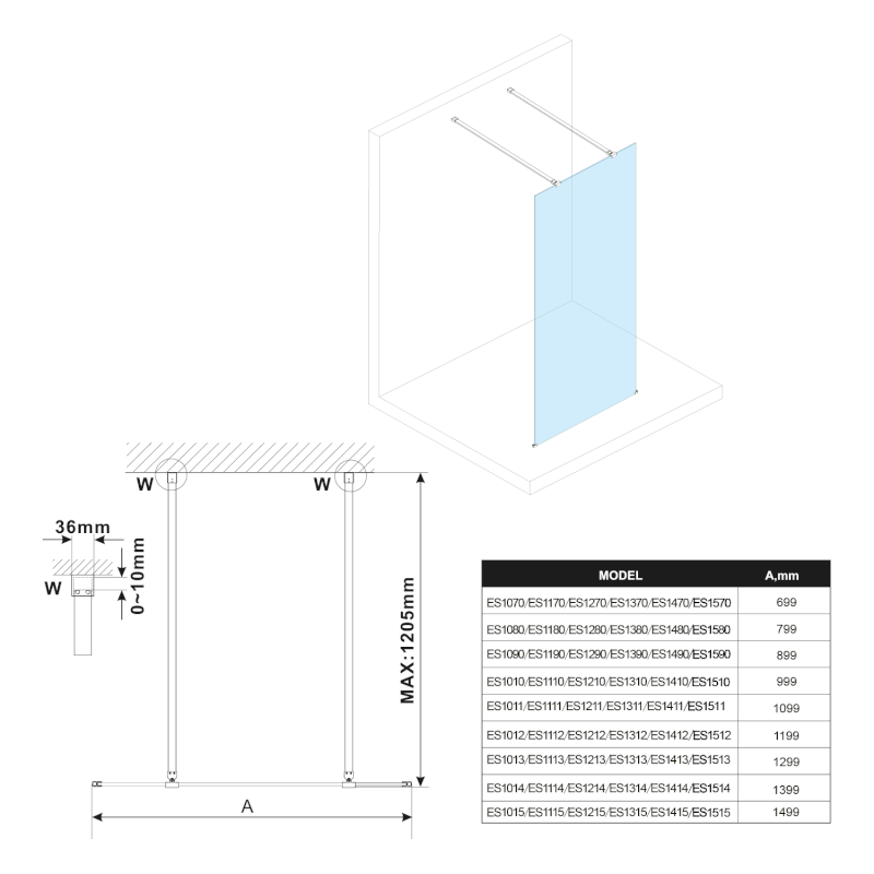 ESCA kouřové matné sklo 667x2100mm ES1470