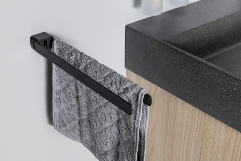 PIRENEI dvojitý držák ručníků otočný 350mm, černá mat PI2314