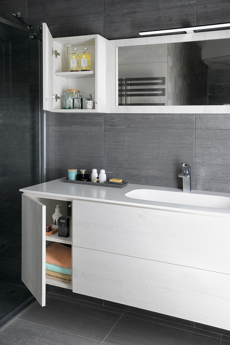 TREOS umyvadlo 131,6x51,3 cm (110+20), rockstone, levé, bílá mat TS132-0101-L