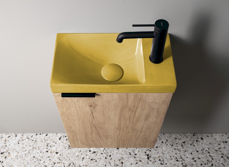 AGOS betonové umývátko 40x22cm, levé/pravé, žlutá pololesk AS40022