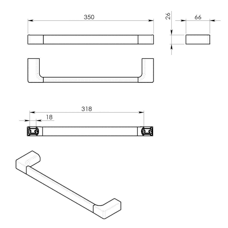 PIRENEI držák ručníků 350mm, měď mat PI213582