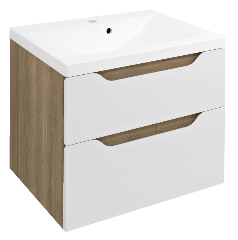 WAVE umyvadlová skříňka 60x65x47,8cm, bílá/dub cuneo WA060-3025