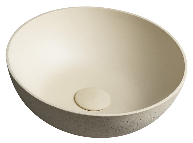 FORMIGO betonové umyvadlo na desku, Ø 39cm, žlutá mat FG322