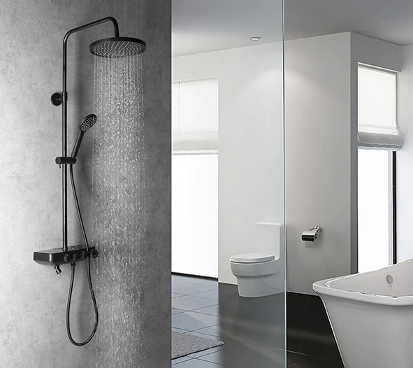 FARRAO sprchový sloup s baterií a napouštěním, černá mat SL450B