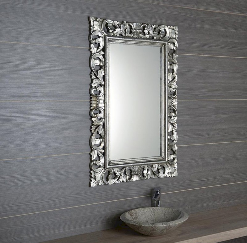 SCULE zrcadlo ve vyřezávaném rámu 80x120cm, stříbrná IN308