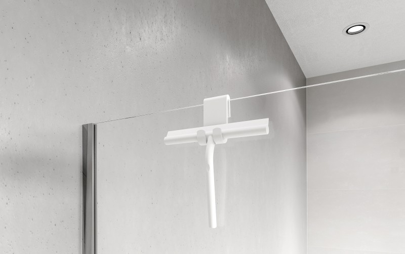 Stěrka do sprchy, včetně uchycení na zástěnu, bílá mat 72825.11