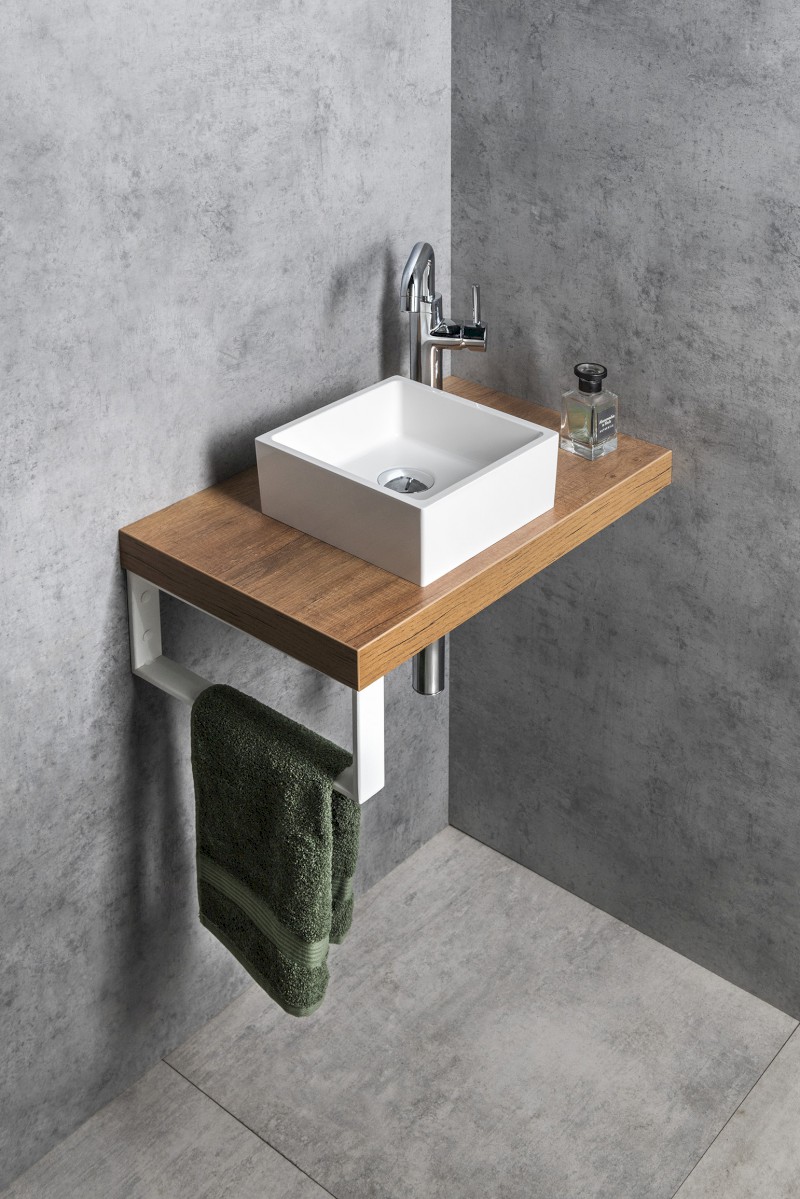 SANNA umývátko na desku, litý mramor, 25x25cm, bílá SN250