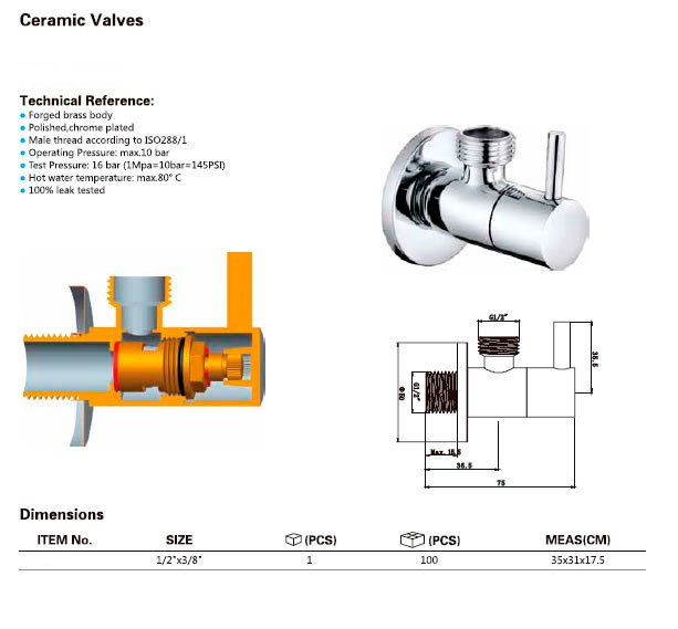 Rohový kulový ventil 1/2