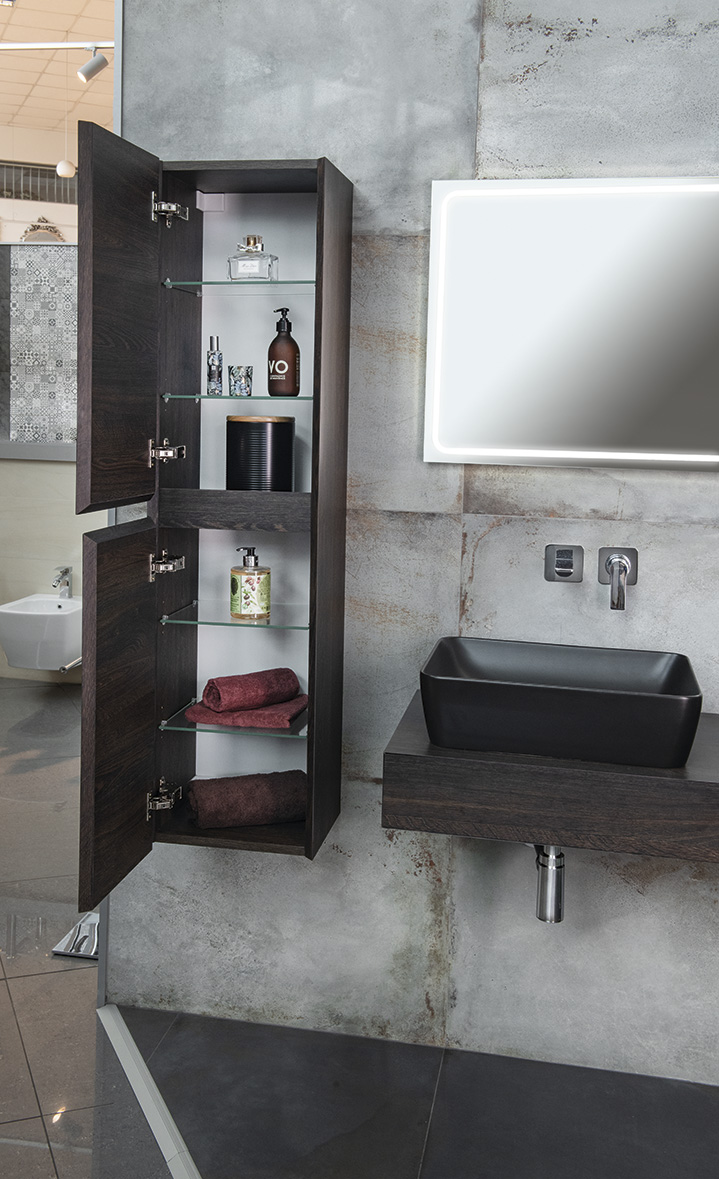 MORIAN vysoká skříňka 35x140x30cm, dub černý MR189