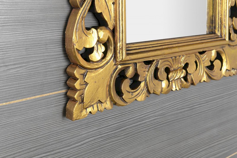 SAMBLUNG zrcadlo ve vyřezávaném rámu 60x80cm, zlatá IN121