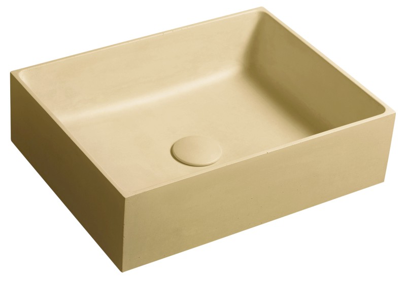 FORMIGO betonové umyvadlo na desku, 47,5x36,5cm, žlutá mat FG122