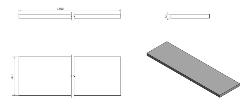 AVICE deska pod umyvadlo 180x50cm, tl.5cm, dub Rover AV184