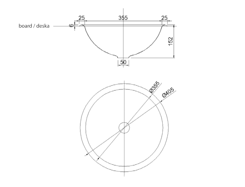Zápustné umyvadlo nerezové, průměr 405 mm 13030.B
