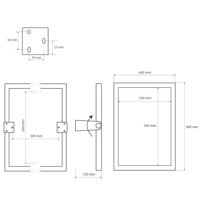 HANDICAP zrcadlo výklopné 40x60cm, nerez lesk XH007