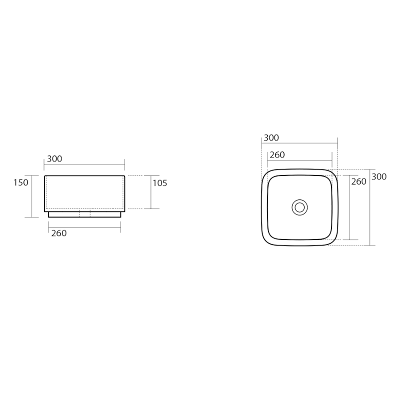 HAKO keramické umyvadlo na desku 30x30cm, bílá 554301