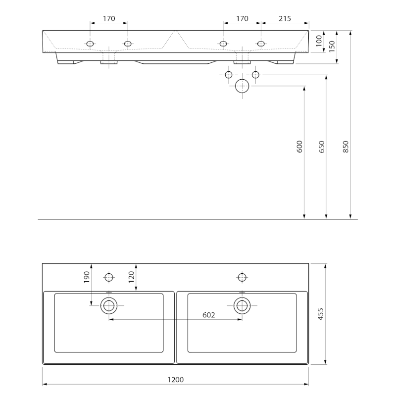 KARE 120 keramické dvojumyvadlo nábytkové 120x46cm, bílá 17120