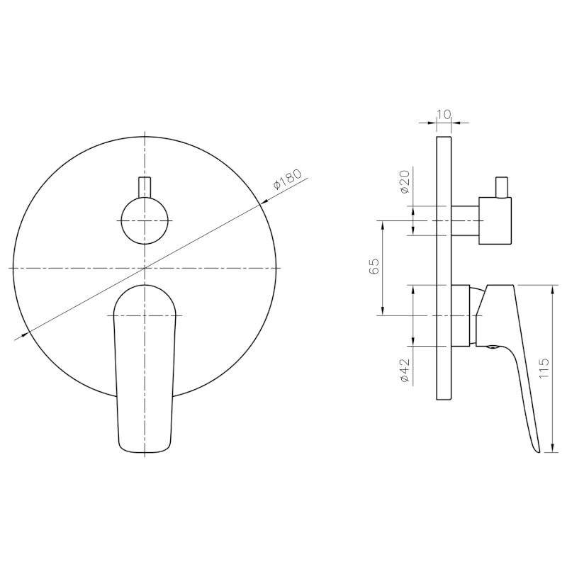 SCHMITZ podomítková sprchová baterie, 2 výstupy, vrchní části, chrom 863.042.1