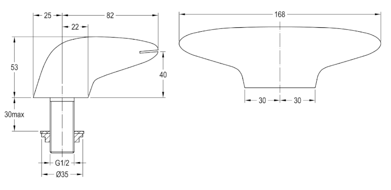 Výtoková hubice na okraj vany, 170mm, chrom 48B100