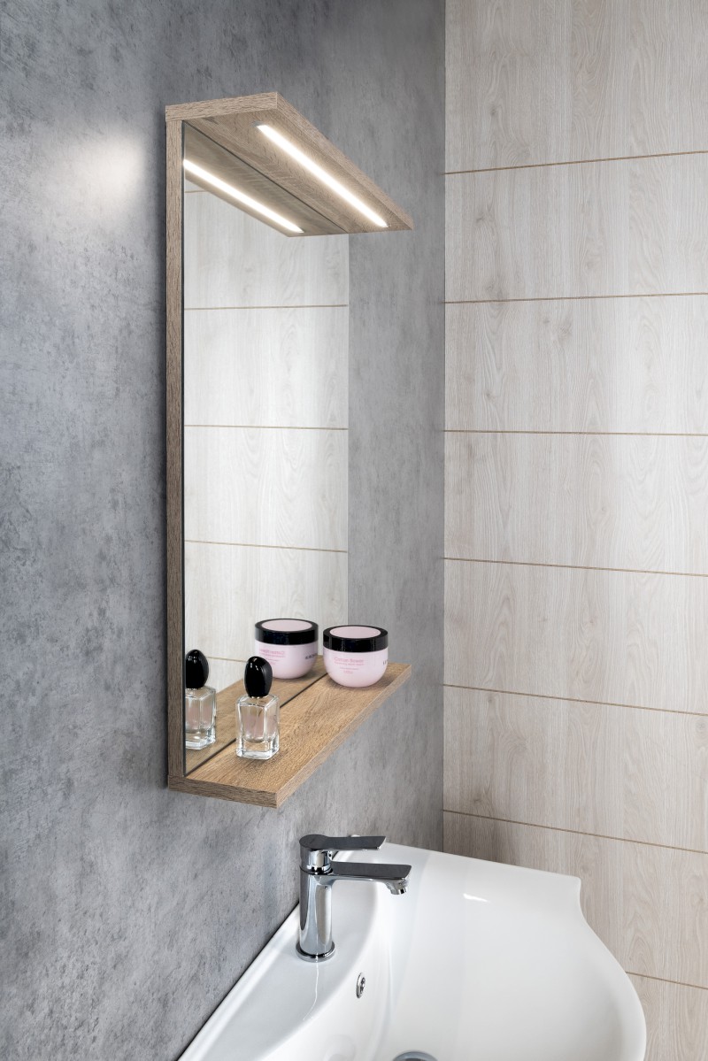 KORIN STRIP zrcadlo s LED osvětlením 50x70x12cm, dub platin KO995S