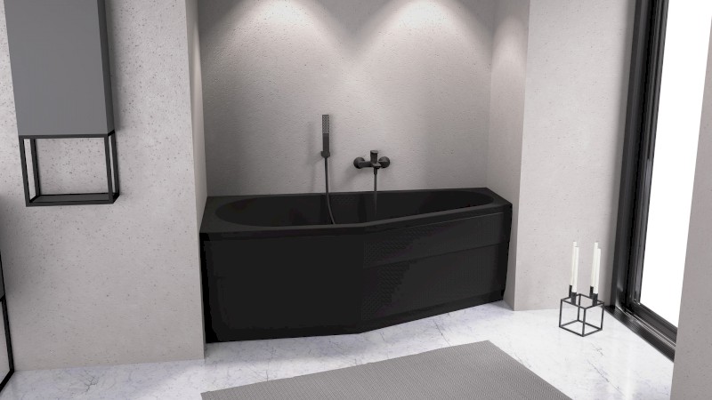 TIGRA L asymetrická vana 170x80x46cm, černá mat 90111.21