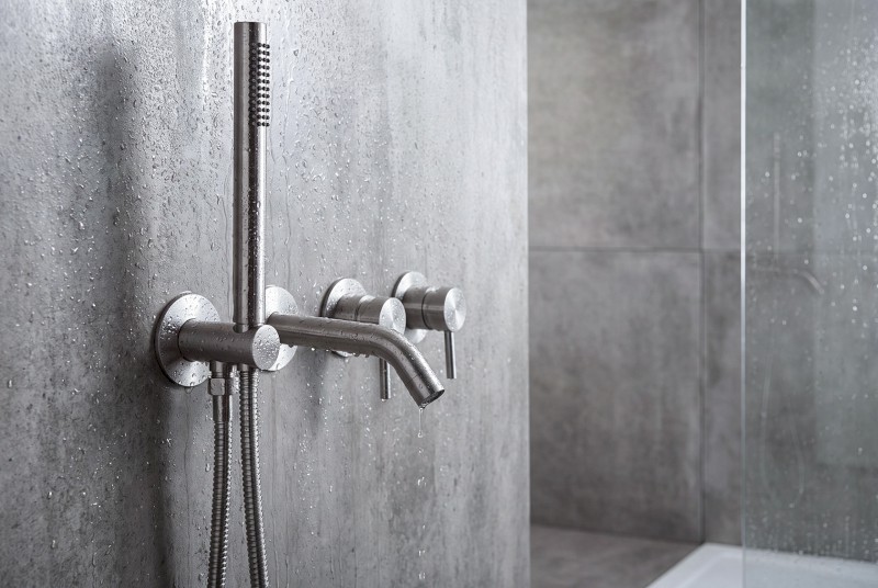 MINIMAL podomítková vanová baterie s hubicí a ruční sprchou, 2 výstupy, nerez mat MI593
