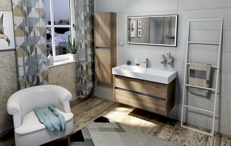 NIRONA umyvadlová skříňka 82x51,5x43 cm, dub Sherwood NR085-1515