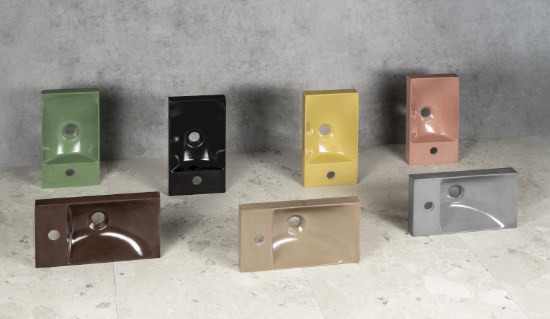 AGOS betonové umývátko 40x22cm, levé/pravé, tmavě hnědá pololesk AS40015