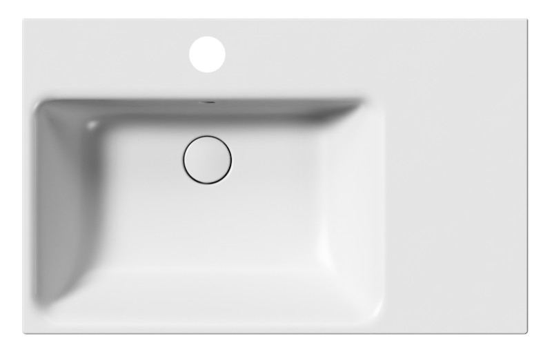 NUBES keramické umyvadlo 80x50cm, s odkládací plochou vpravo, bílá mat 9629109