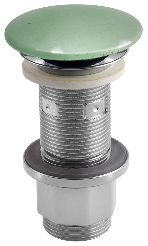 Umyvadlová výpust 5/4“, click-clack, betonová zátka, 10-80mm, zelená pololesk AS923