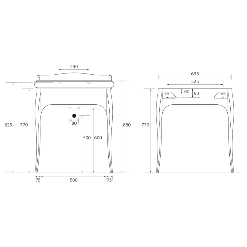 RETRO skříňka bílá lakovaná pro umyvadlo 73cm, nohy chrom 7362K5