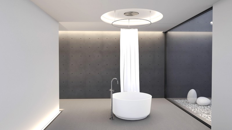 ESTATIS volně stojící vana litý mramor ø110x51cm, bílá mat 93868