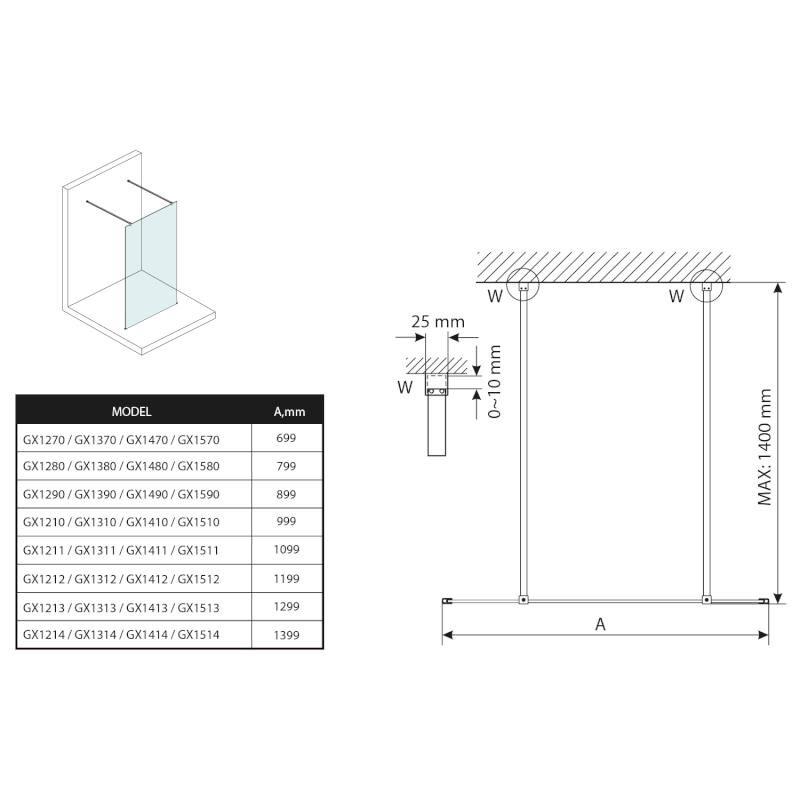 VARIO čiré sklo 1400x2000mm GX1214