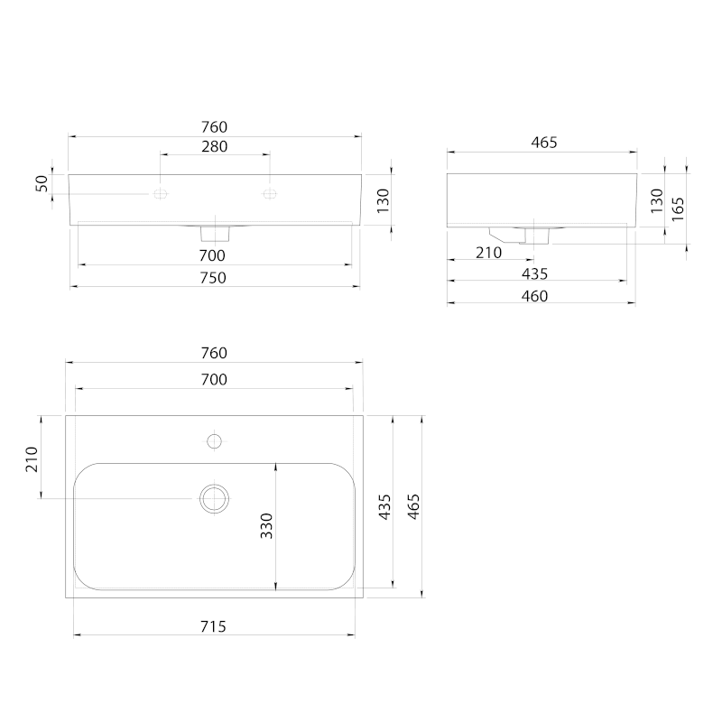 TORIDI keramické umyvadlo 76x46,5cm, bílá TU0226