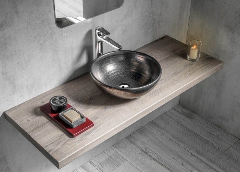 ATTILA keramické umyvadlo, průměr 43cm, metalická měď DK010