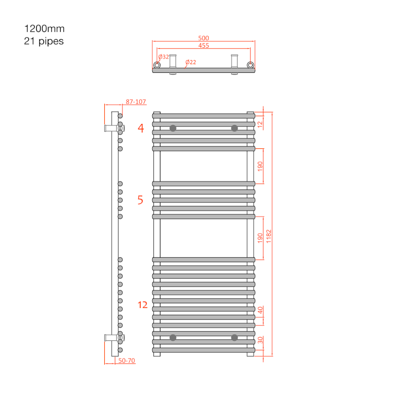 DESERTO otopné těleso 500x1200mm, chrom 1801-12