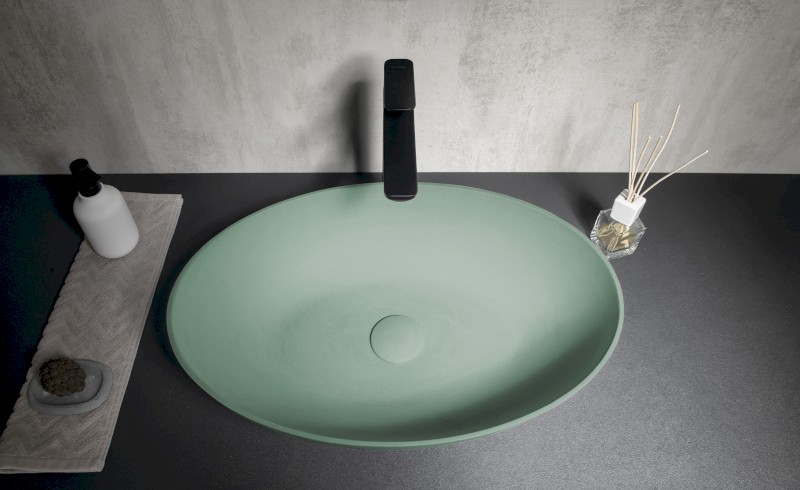 FORMIGO betonové umyvadlo na desku, 60x40cm, zelená mat FG223