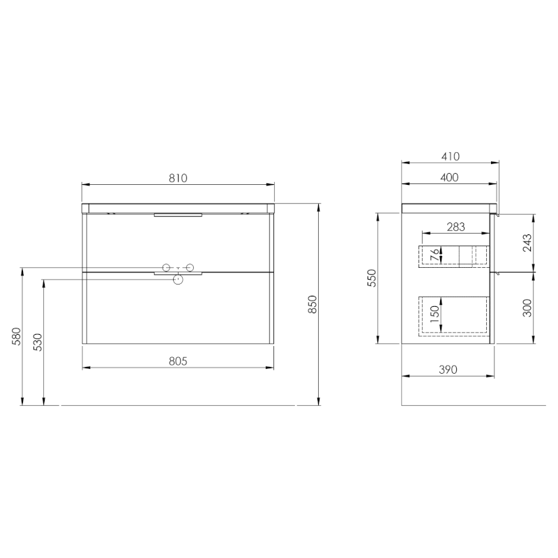 DENEB umyvadlová skříňka 80,5x55x39,4cm, bílá mat DN284