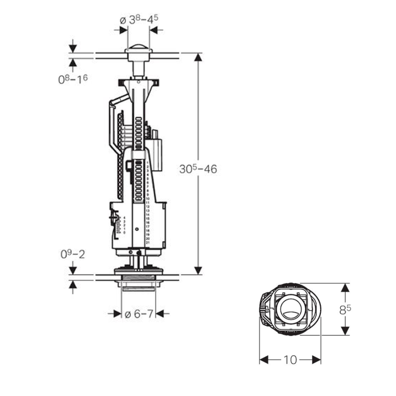 GEBERIT vypouštěcí ventil typ 240, pochrom.lesklá 136.901.21.2
