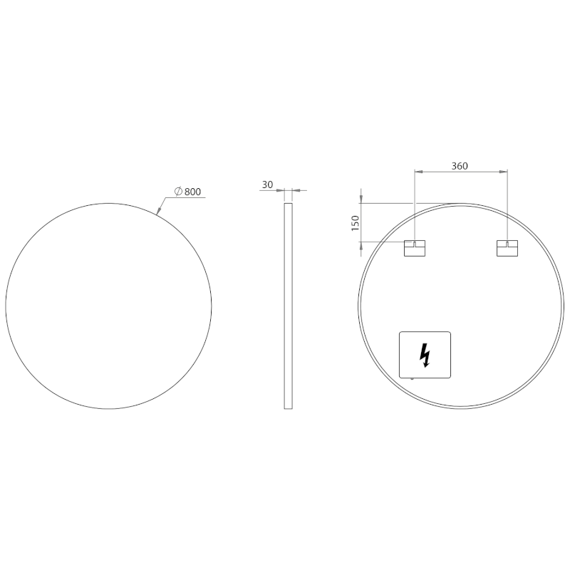 VELUR kulaté zrcadlo s LED podsvícením ø 80cm VE080