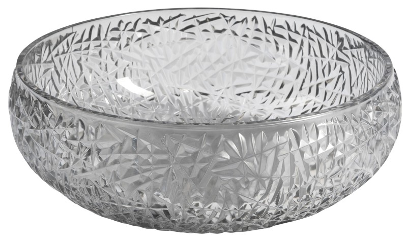 GAVIOTA skleněné gravírované umyvadlo na desku Ø 42cm, černá TY306